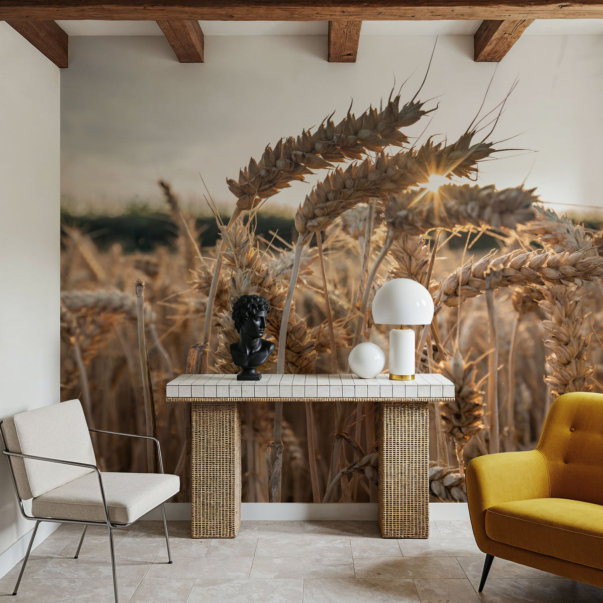 Sunlit Harvest Mural Wallpaper - room preview 03