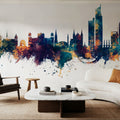 Karachi Pakistan Skyline Blue & Bronze Mural Wallpaper - room preview 03