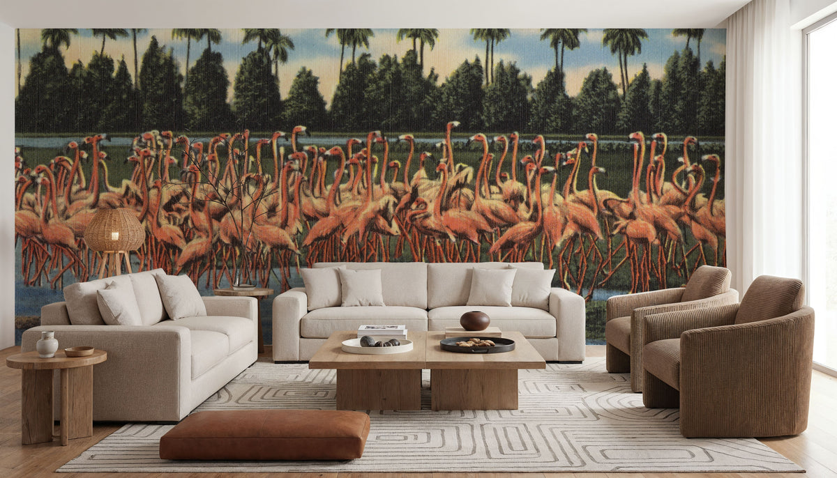 Flamingos Mural Wallpaper - room preview 03