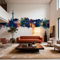 Galaţi Romania Skyline Blue & Bronze Mural Wallpaper - room preview 03