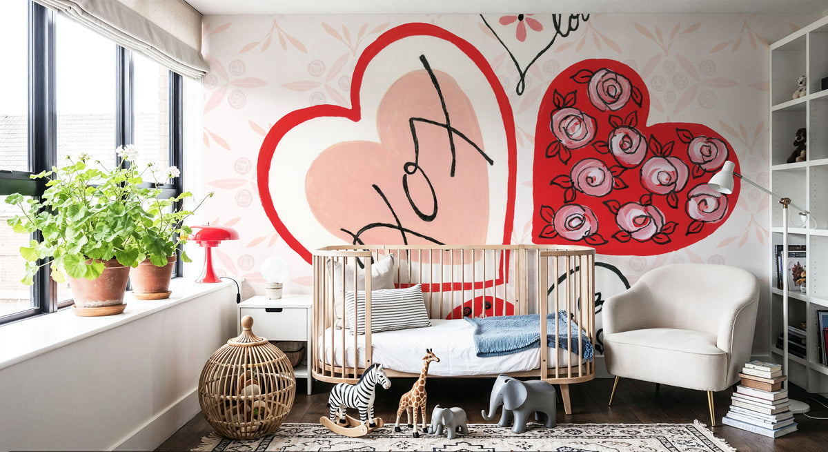 Love Hearts Mural Wallpaper - room preview 03