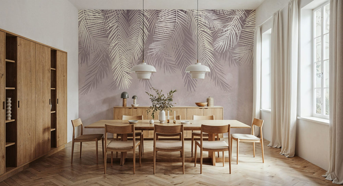 Palms Above, Dusty Pink Mural Wallpaper - room preview 03