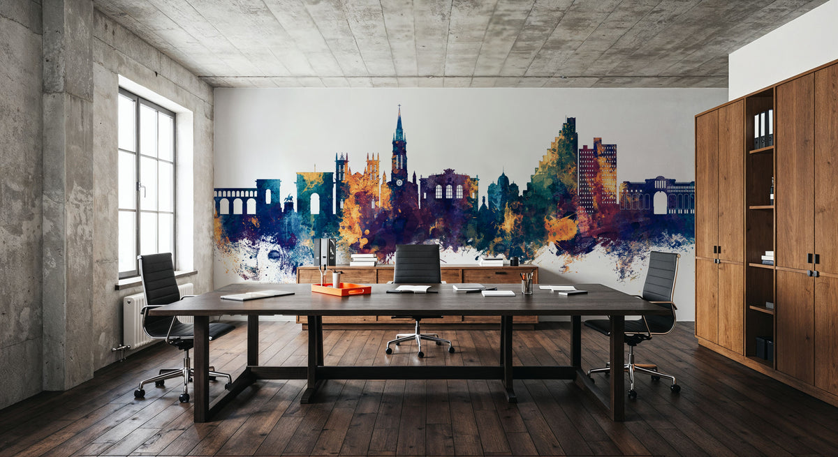 Montpellier Skyline Blue & Bronze Mural Wallpaper - room preview 03