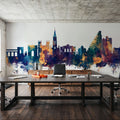 Montpellier Skyline Blue & Bronze Mural Wallpaper - room preview 03