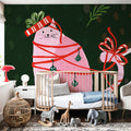 Mischief Kitty Christmas IV Mural Wallpaper - room preview 03