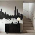Melbourne Australia Skyline Black & White Mural Wallpaper - room preview 03