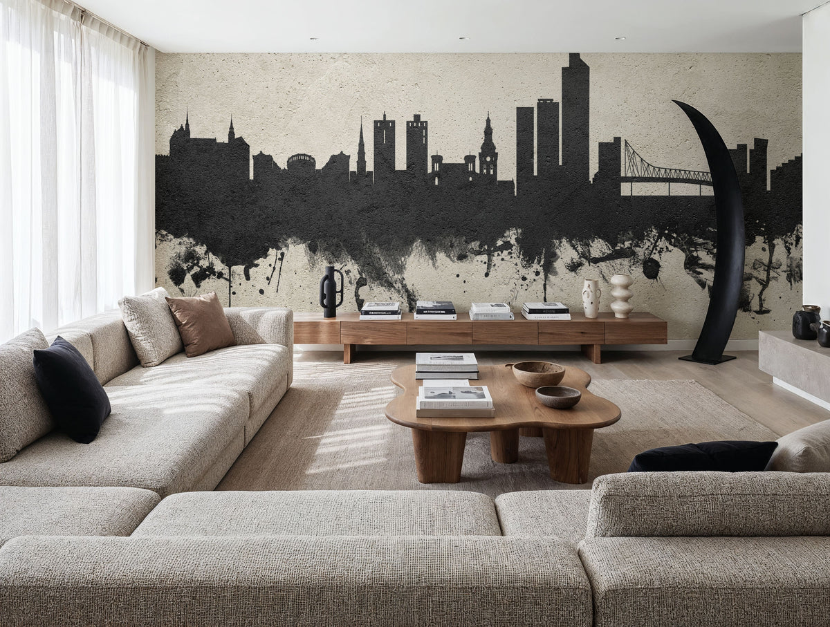 Oslo Skyline Concrete Mural Wallpaper - room preview 03