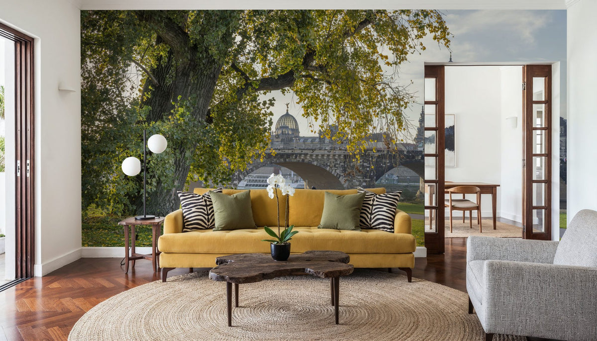 Golden Tree Bridge Mural Wallpaper - room preview 03