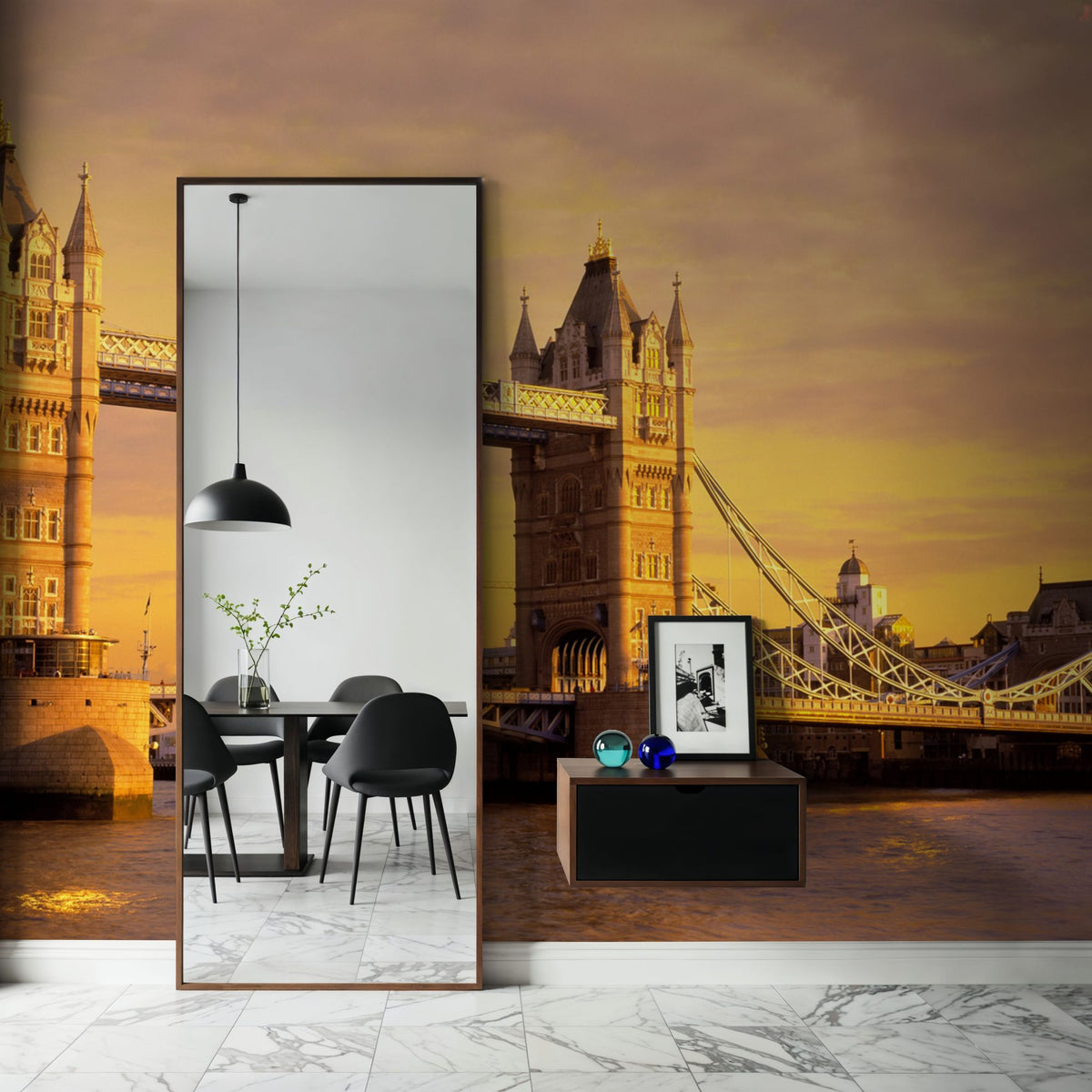 London Sunset Bridge Mural Wallpaper - room preview 03