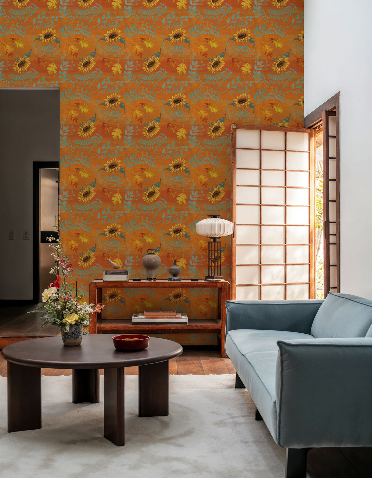 Fall Harvest Orange Mural Wallpaper - room preview 03