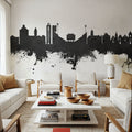 Lawrence Kansas Skyline Black & White Mural Wallpaper - room preview 03