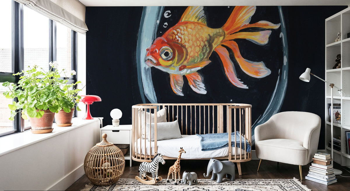 Goldfish in Wine Glass Mural Wallpaper - room preview 03