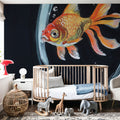 Goldfish in Wine Glass Mural Wallpaper - room preview 03