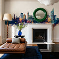 Montevideo Uruguay Skyline Blue & Bronze Mural Wallpaper - room preview 03