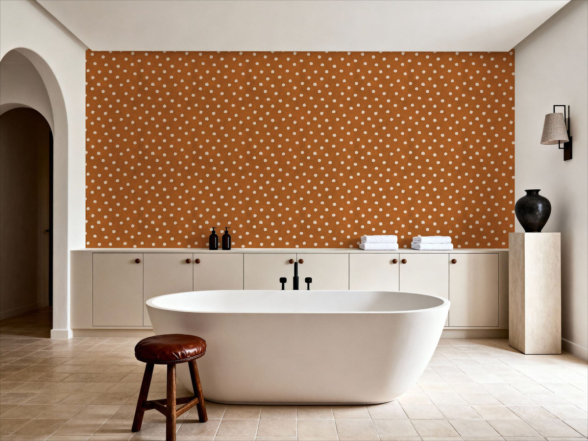Autumn Dots Light Brown Mural Wallpaper - room preview 03