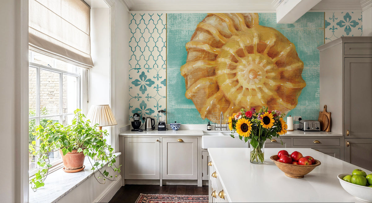 Shell Tiles I Mural Wallpaper - room preview 03