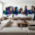 San Jose California Skyline Blue & Bronze Mural Wallpaper - room preview 03