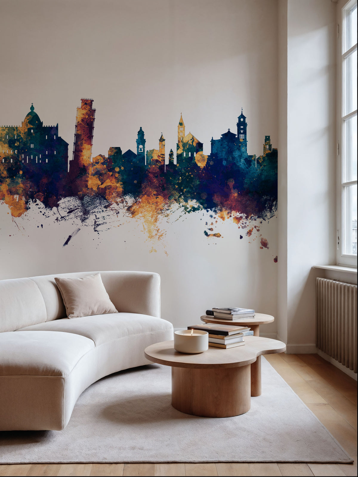 Pisa Italy Skyline Blue & Bronze Mural Wallpaper - room preview 03