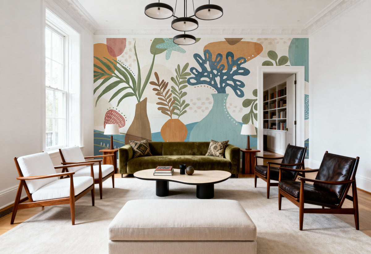 Coastal Flowers Mural Wallpaper - room preview 03