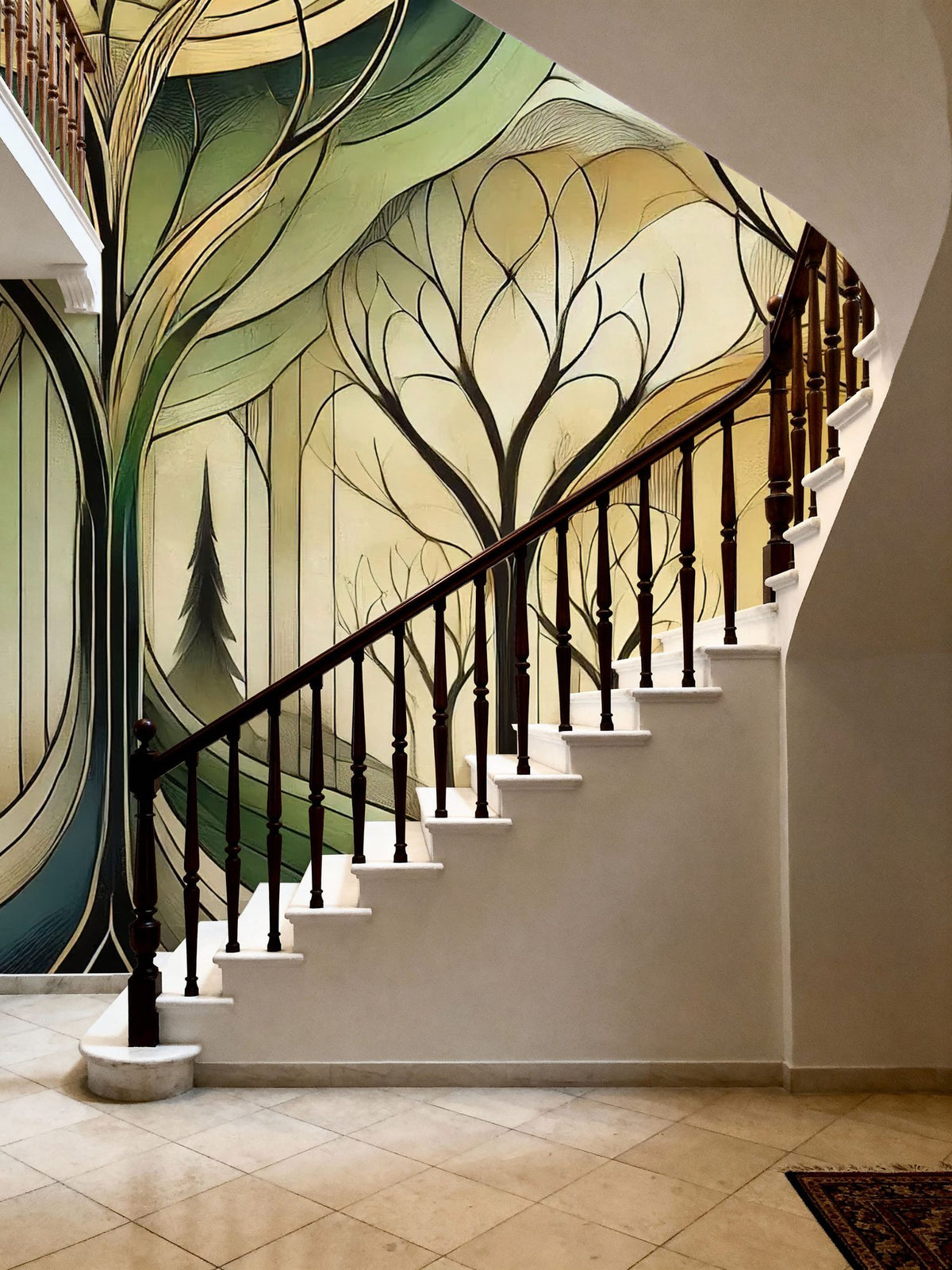 Vintage Treescape Essence in Art Deco Mural Wallpaper - room preview 03