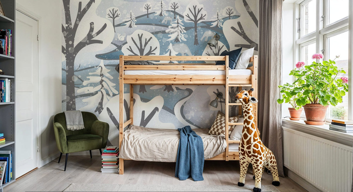 Frozen Forest, Ice Blue Mural Wallpaper - room preview 03