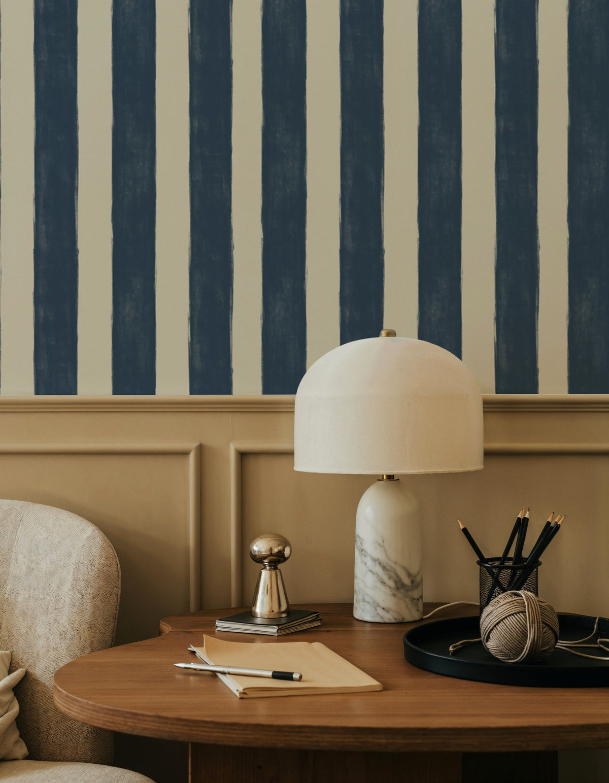 Sino Vertical Lines, Denim Mural Wallpaper - room preview 03