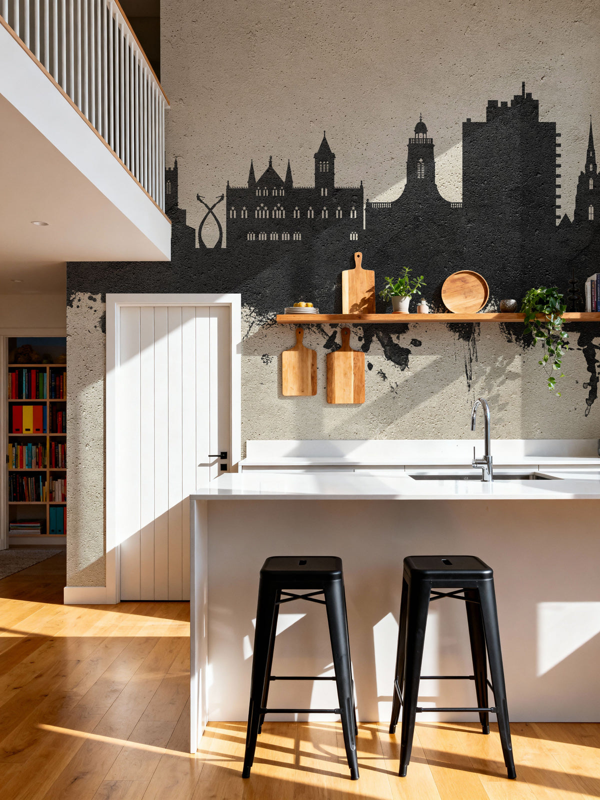Northampton England Skyline Concrete Mural Wallpaper - room preview 03