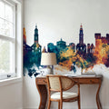 Erlangen Germany Skyline Blue & Bronze Mural Wallpaper - room preview 03