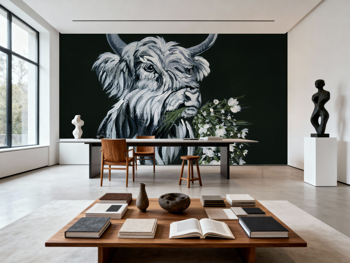 Portrait of a Cow Mural Wallpaper - room preview 03