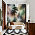 Mysterious Forest Enveloped in Thick Fog Mural Wallpaper - room preview 03