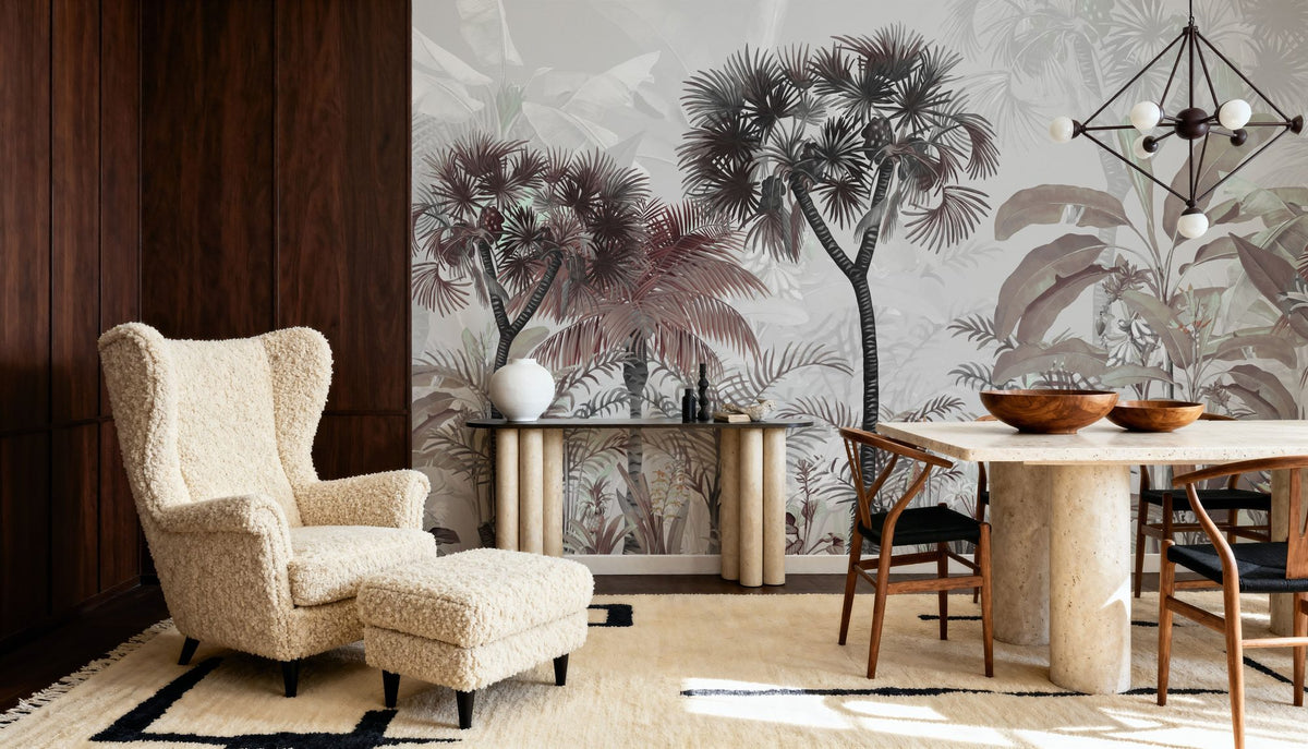 Tropical Forest Strolls Rainy Blue Mural Wallpaper - room preview 03