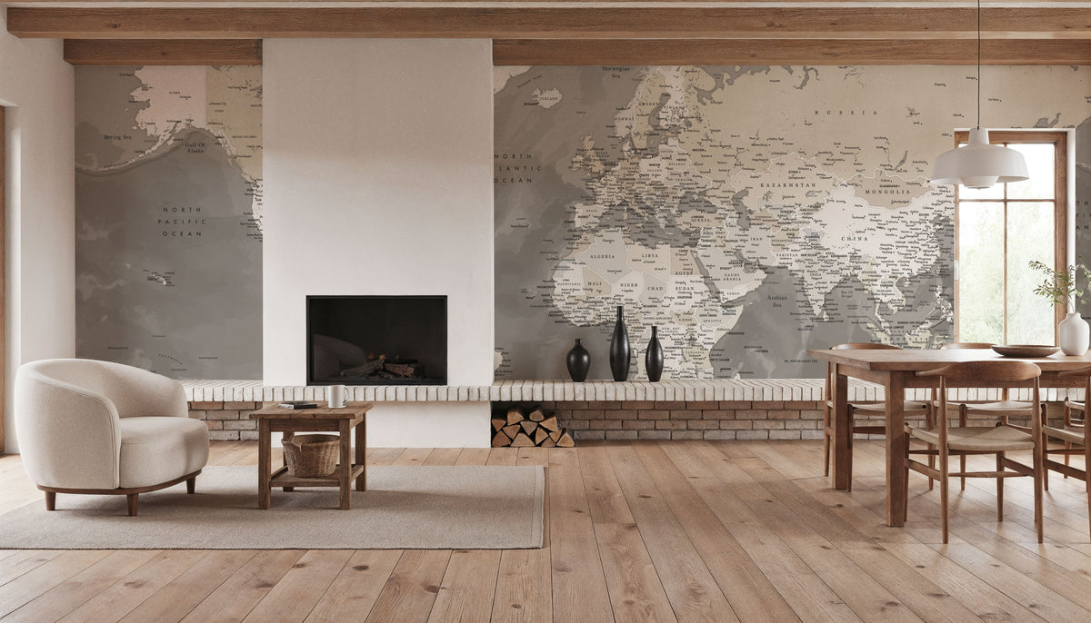 World Map Cities - Davey Mural Wallpaper - room preview 03