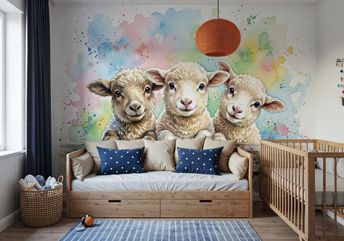 Sheep - Cute Baby Animals Series Mural Wallpaper - room preview 03