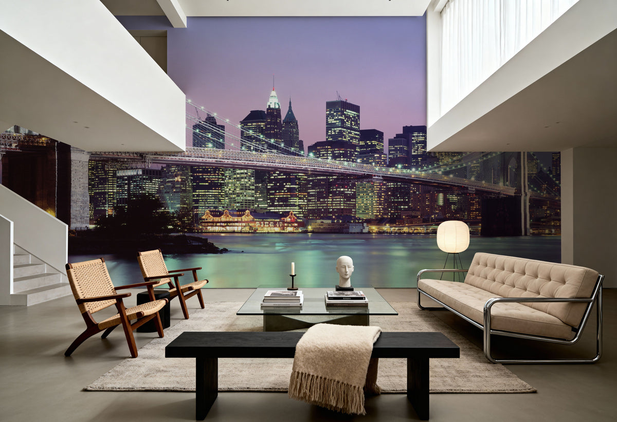 Illuminated Bridge Mural Wallpaper - room preview 03