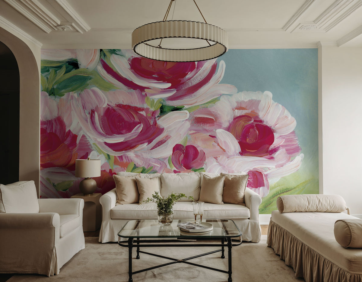 Peony Meadow Mural Wallpaper - room preview 03