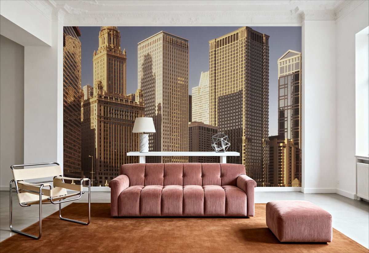 Golden Metropolis Up Close Mural Wallpaper - room preview 03
