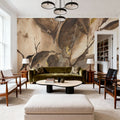 Gilded Leaf Collage I Mural Wallpaper - room preview 03