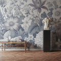 Dahlia Days, Ice Blue Mural Wallpaper - room preview 03