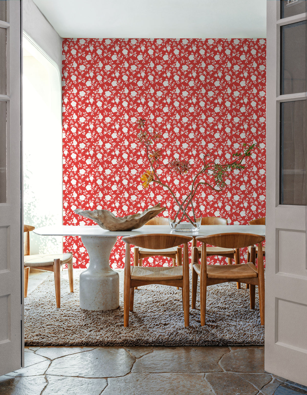 Country Flowery Red Mural Wallpaper - room preview 03