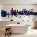 Winnipeg Canada Skyline Blue & Bronze Mural Wallpaper - room preview 03