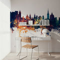 Salzburg Austria Skyline Blue & Bronze Mural Wallpaper - room preview 03