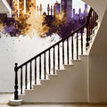 Lagos Nigeria Skyline Purple & Gold Mural Wallpaper - room preview 03