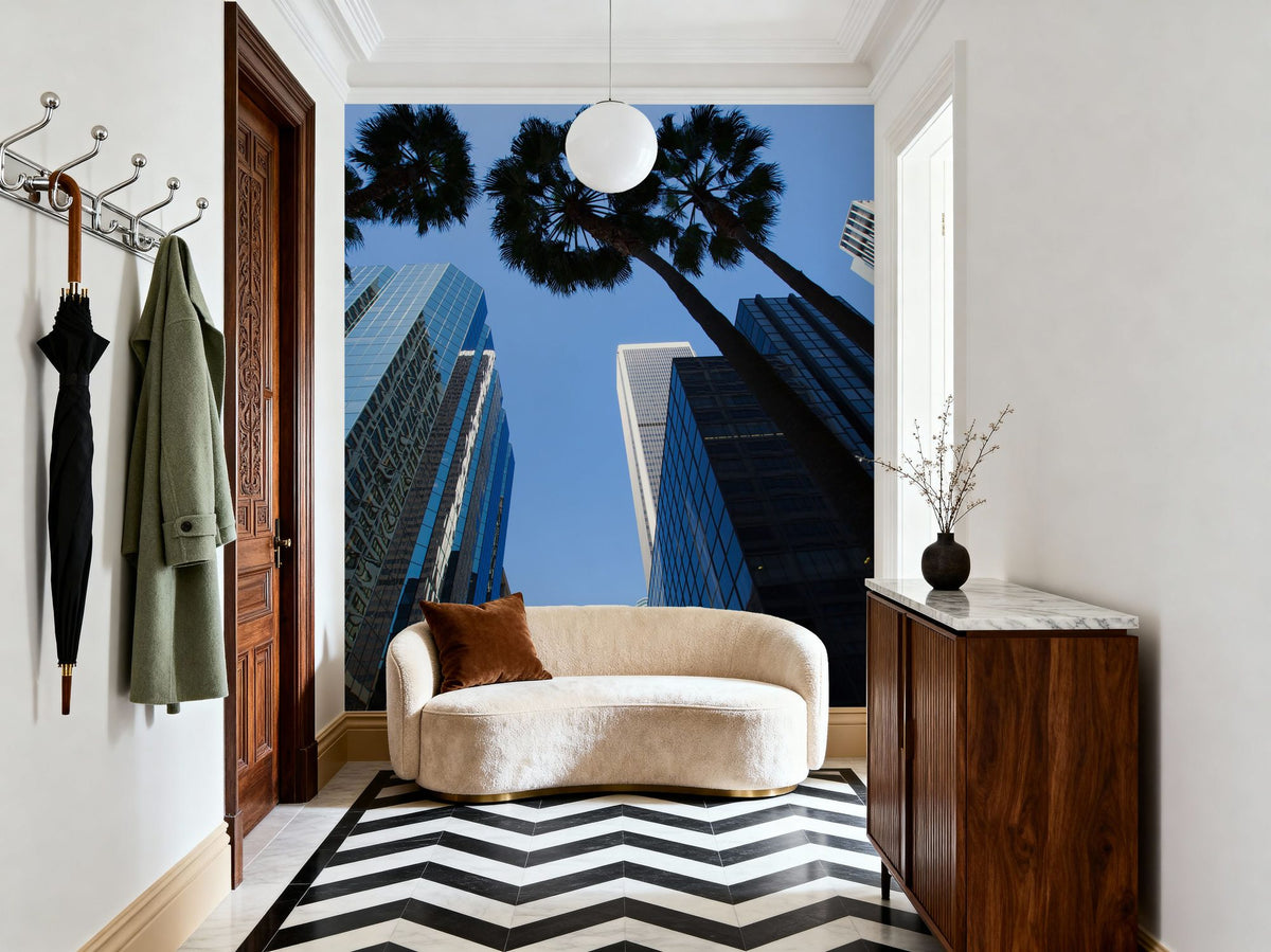 Scyscraper Palms Mural Wallpaper - room preview 03