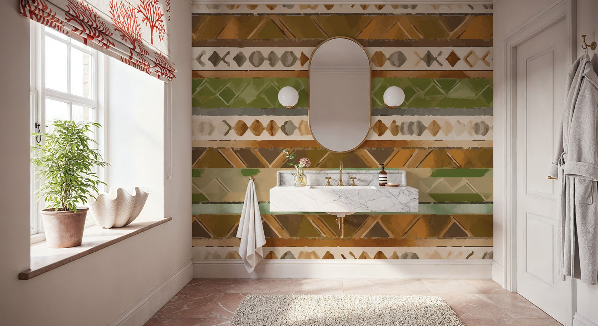 Aztec Stripes Mural Wallpaper - room preview 03