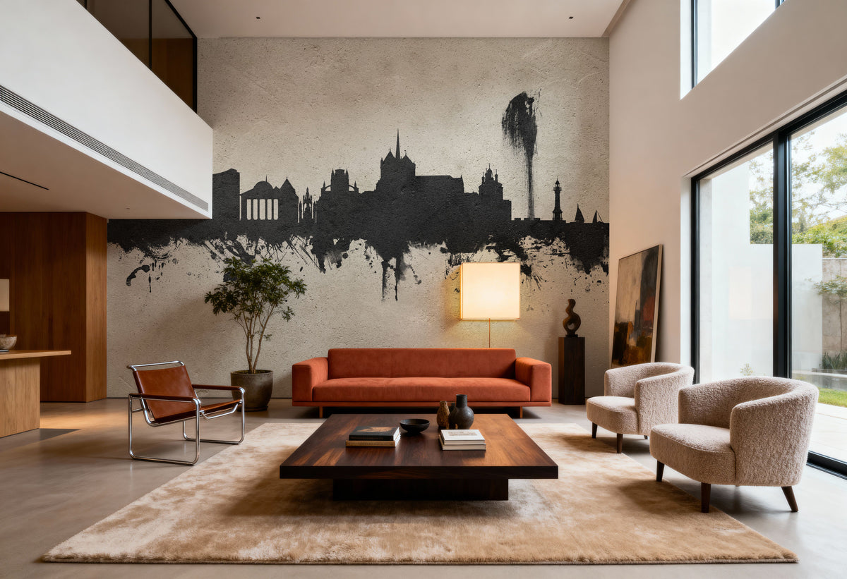Geneva Switzerland Skyline Concrete Mural Wallpaper - room preview 03