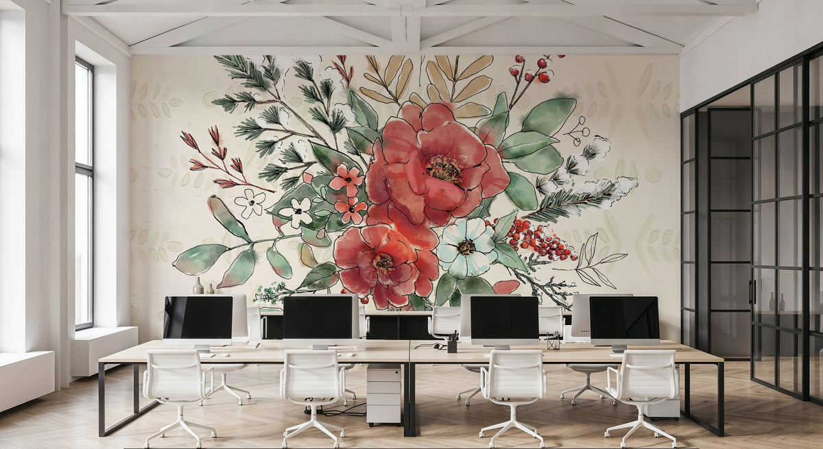 Festive Blooms VIII Mural Wallpaper - room preview 03