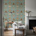 Papilion Chase Blue Mural Wallpaper - room preview 03