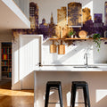 Norfolk Virginia Skyline Purple & Gold Mural Wallpaper - room preview 03