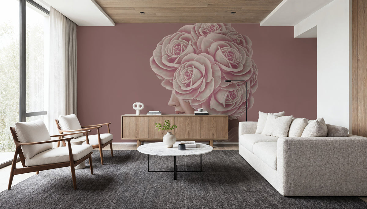 Rose Head Mural Wallpaper - room preview 03