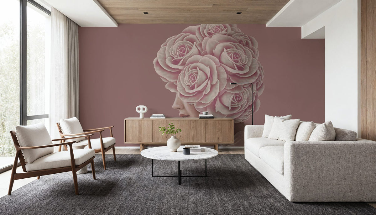 Rose Head Mural Wallpaper - room preview 04